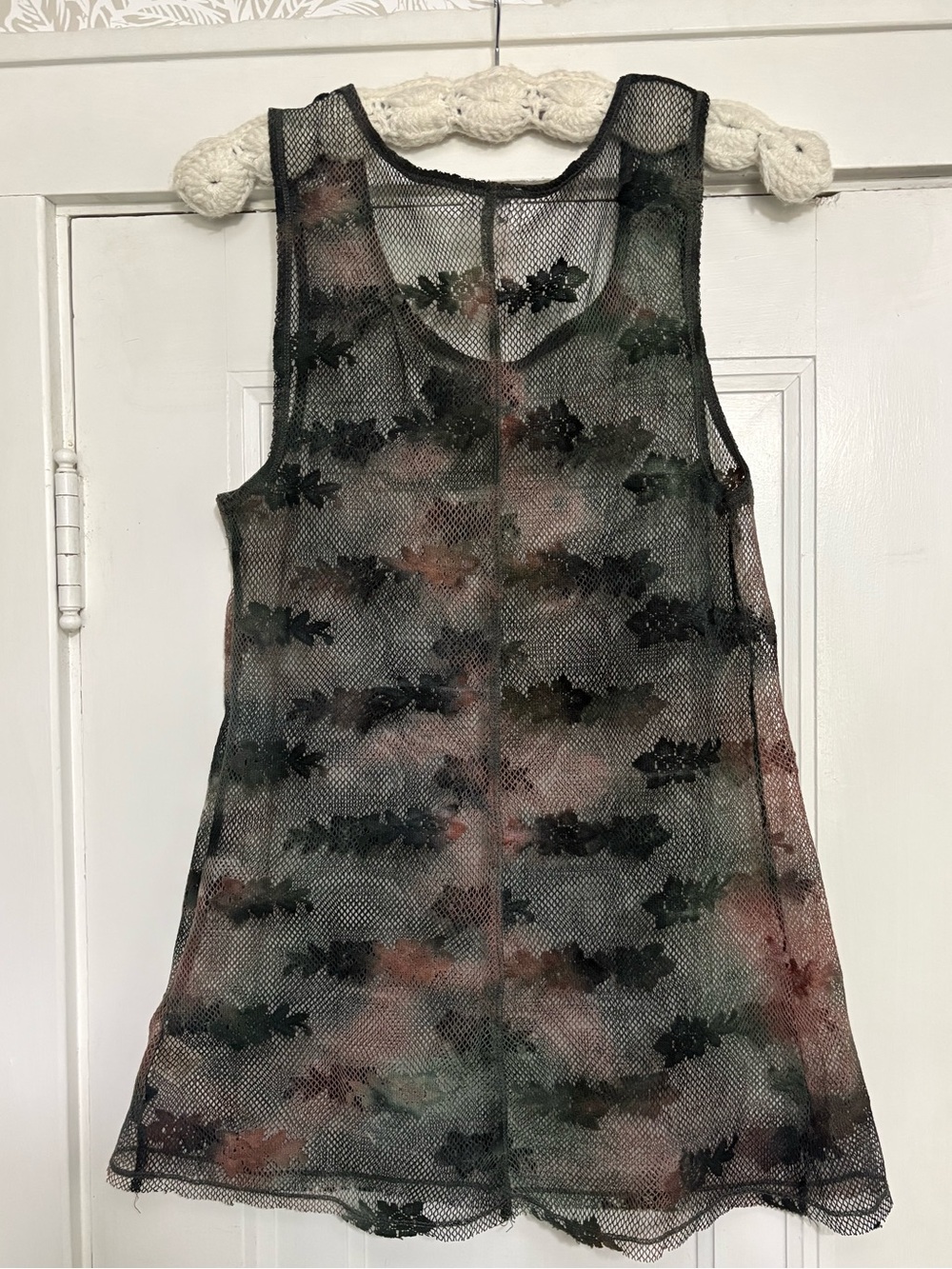Intimately Free People Sheer Floral Mesh Slip Dress in Ombre Black Rose Green - Picture 2 of 6